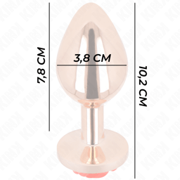 Kink Edelstahl-Analplug in Roségold mit roter Rose breite Basis von unten gezeigt