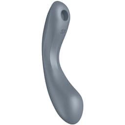 Satisfyer Curvy Trinity 1 Druckwellenvibrator aus Silikon und ABS seitlich mit Druckwellenaufsatz im Detail