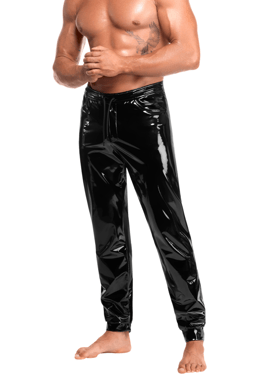 Noir Handmade Voltage Lack-Hose, Detailansicht des verstellbaren Bunds