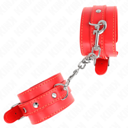 Verpackung der Kink Handgelenkfesseln in Rot, Handgelenkfesseln der Kink BDSM-Serie im Karton