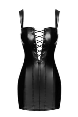 Noir Handmade F363 Wetlook Minikleid in Schwarz, weitere Nahaufnahme des Materials
