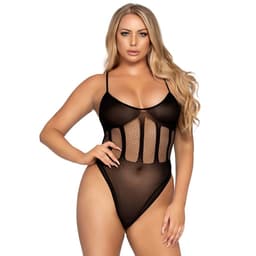 Leg Avenue Set aus Netz-Body und Rock, Vorderansicht des Bodys ohne Rock