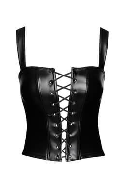 Noir Handmade F365 Lace-Up Corset Top in Schwarz, Detailansicht der Nähte und Verarbeitung
