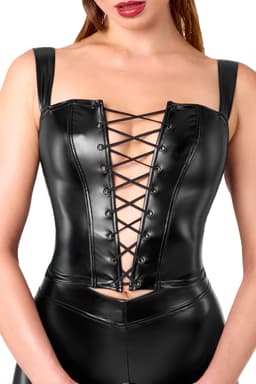 Noir Handmade F365 Lace-Up Corset Top in Schwarz, Detailansicht des Reißverschlusses hinten