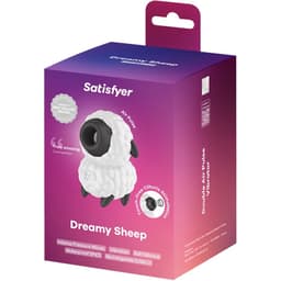 Satisfyer Dreamy Sheep Druckwellenvibrator im Schäfchen-Design, Bedienknopf und Ladeanschluss in der Nahaufnahme