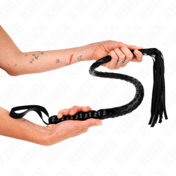 Kink Schlangenpeitsche mit Perlengriff, geflochtener Strang im Detail