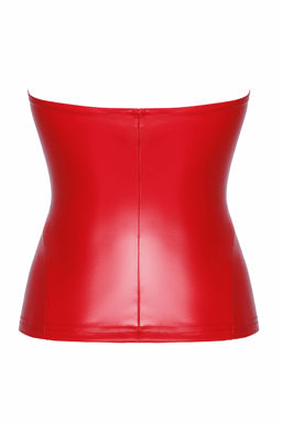 Noir Handmade Corsagen-Top in Rot, Detailaufnahme des trägerlosen Schnitts