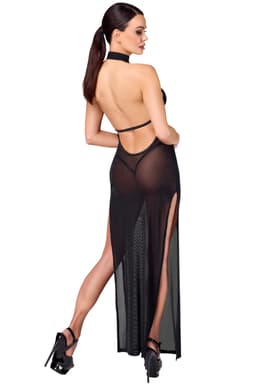 Noir Handmade F372 Onyx Twin-slit Kleid in Schwarz, Rückenansicht im Detail