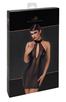 Noir Handmade Luxuria Crystal Sheer Minikleid, Nahaufnahme des Tüll-Materials