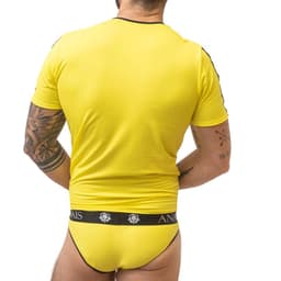 Anais Men Tokio T-Shirt in Gelb aus weichem Modal-Mix, Rückansicht mit Blick auf die Passform