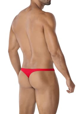 Cut4Men Micro Bulge String in Scarlet, Rückenansicht mit Blick auf den Zuschnitt