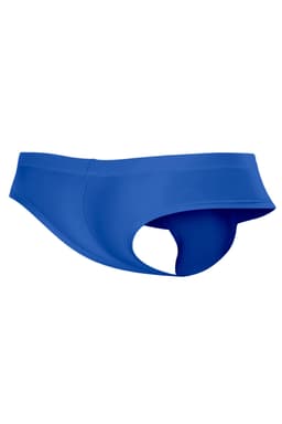 Cut4Men Cheeky-Slip im Hybrid-Schnitt in Königsblau, seitliche Ansicht im Ganzen