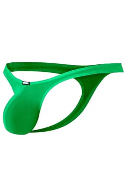 Cut4Men Bulge String Plus in Türkis, Detailansicht des gummierten Logos am Bund