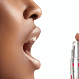 SecretPlay Oralsexspray Saure Erdbeere, Flasche im Größenvergleich zur Hand