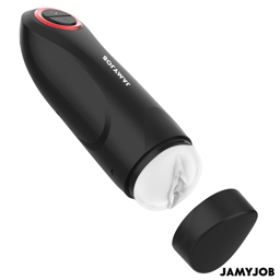 Jamyjob automatischer Masturbator Gravity Schwarz, Nahaufnahme der Basis und der Passform im Detail