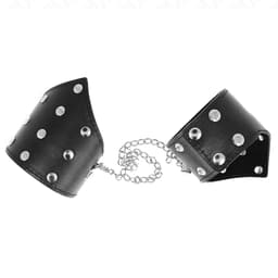Kink Handgelenkfesseln in Schwarz im Größenvergleich, verstellbar 17–23 cm