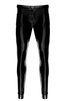 Noir Handmade Voltage Lack-Hose, Rückenansicht in voller Länge