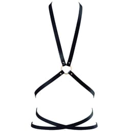 Bijoux Indiscrets Maze Multi-Way Harness in Schwarz, Gesamtansicht des Körpergeschirrs