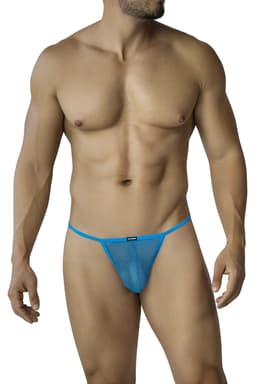 Cut4Men Mesh Tanga in Blau, Gesamtansicht der Herrenunterwäsche von vorn