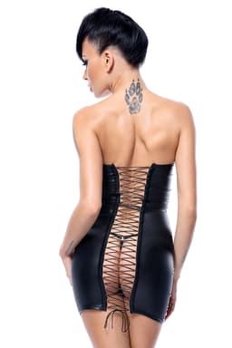 Demoniq Greta Minikleid in schwarz, Ansicht von der Seite – Dessous von Demoniq aus PVC: 100 % Polyester; Wetlook: 95 % Polye