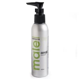 Cobeco Male Anal Lubricant, Rückseite der Flasche mit Produktangaben