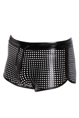 Noir Handmade Men Chaos Shorts, Nahaufnahme des Wetlook-Materials