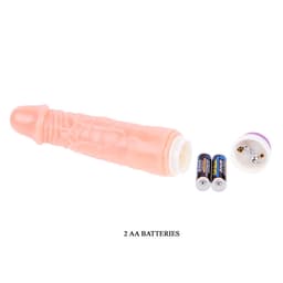 Baile Linex realistischer Vibrator, Rückansicht mit Basis bei natürlichem Licht fotografiert