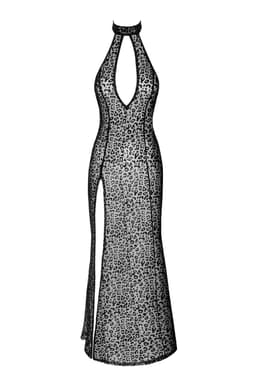 Noir Handmade Flock-Kleid, Rückenansicht mit tiefem Ausschnitt