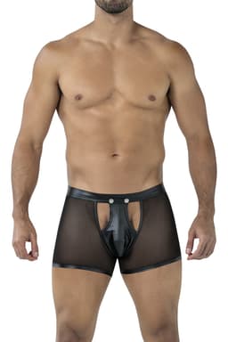 Cut4Men Sheer Boxer in Schwarz, komplette Gesamtansicht von vorne