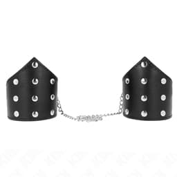 Kink Handgelenkfesseln in Schwarz, einer verbindenden Kette im Point-Stil im Detail