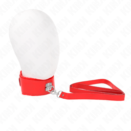 KINK Halskette mit silbernen Nieten, Modell 4 in Rot, Gesamtansicht des Halsbands