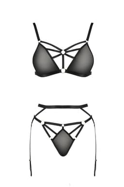 Passion Devil Collection Dessous-Set in Schwarz, Gesamtansicht von vorne