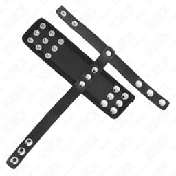 Metallbeschläge und Verstellpunkte des Kink Lederkäfigs im Detail