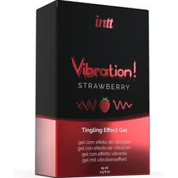 Faltschachtel des INTT Vibrationsgels Erdbeere mit Produktbeschreibung