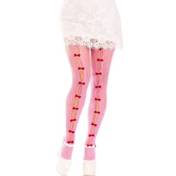 Leg Avenue Sweetheart Netzstrümpfe in Rosa mit Herz-Cut-out, Gesamtansicht des Paares