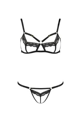 Passion Devil Collection Dessous-Set in Schwarz, Gesamtansicht von vorne