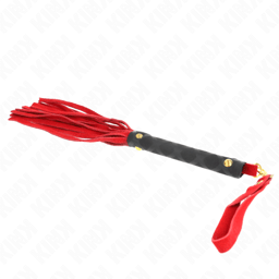 Verpackung der Kink Mini-Peitsche aus rotem Wildleder mit 30 cm Länge