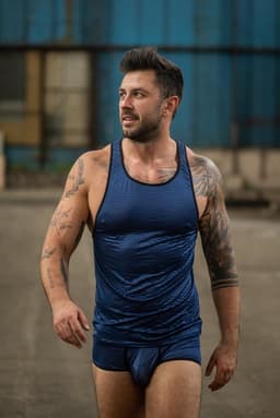 Anais Men Naval Herren-Top, am männlichen Modell getragen