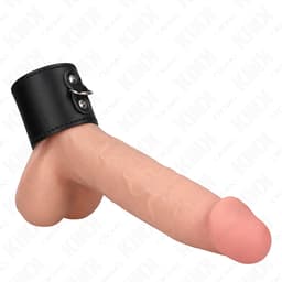 Kink extrabreiter Leder-Penisring mit Druckknöpfen in der Gesamtansicht