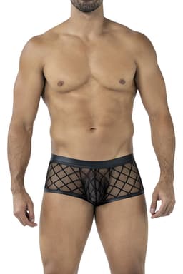 Cut4Men Trunk Shorts mit Netz in Schwarz, komplette Gesamtansicht von vorne