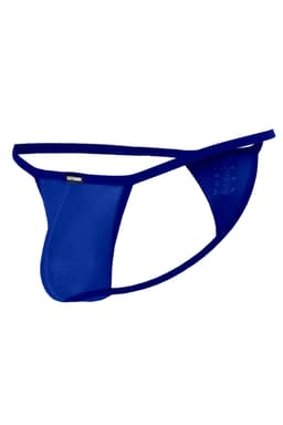 Cut4Men Mini Tanga Kini Netz Slip in Blau, Rückansicht mit erkennbaren Schnittdetails
