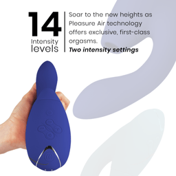 Womanizer Duo 2 in Blau mit zweitem Stimulationskopf als Wechselaufsatz