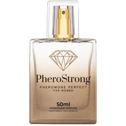 PheroStrong Perfect Pheromon-Parfum von der Seite, Flakonhals und Verschluss im Detail
