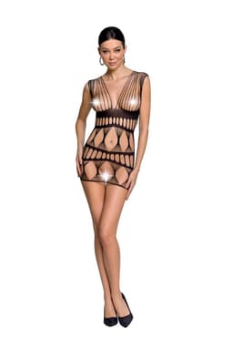 Passion BS089 Netzkleid in Rot, Gesamtansicht des transparenten Kleidungsstücks aus Netz und Spitze