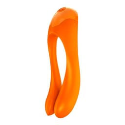 Satisfyer Candy Cane in Orange, Ansicht von der Seite in typischer Produktfoto-Perspektive