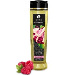 Shunga Bio-Massageöl mit Himbeerduft, 240-ml-Flasche, Gesamtansicht