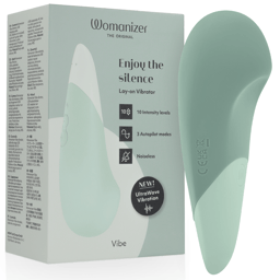Womanizer Vibe Auflegevibrator in Sage, Gesamtansicht in Studioqualität
