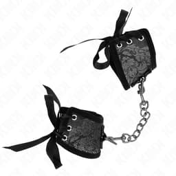Kink Handgelenkfesseln in Schwarz mit 24,5 cm Gesamtlänge, Handgelenkfesseln der Kink BDSM-Serie im Karton