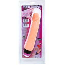Flexibler Vibrator im Profil, Größenverhältnis erkennbar auf neutralem Hintergrund fotografiert