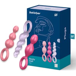 Satisfyer Analplug-Set Tricolor von der Seite, abgestufte Größen im Größenvergleich